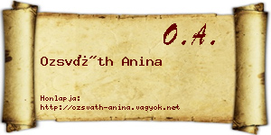 Ozsváth Anina névjegykártya